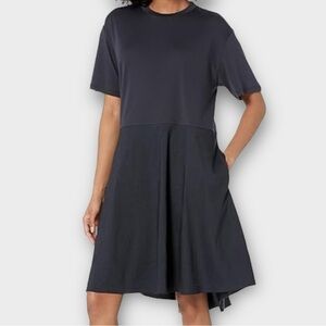 Theory Women’s Dress Small Cotton Tee Linen Blend Skirt Mixed Fabric Minimalist